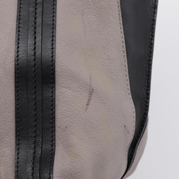 Chloe Hand Bag Leather Gray Gold Tone Auth mr2941