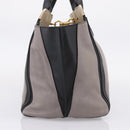 Chloe Hand Bag Leather Gray Gold Tone Auth mr2941-4