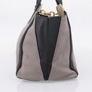 Chloe Hand Bag Leather Gray Gold Tone Auth mr2941-5