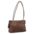 Bottega Veneta INTRECCIATO Shoulder Bag Leather Brown Gold Tone Auth mr2943A-1