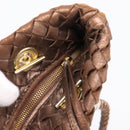 Bottega Veneta INTRECCIATO Shoulder Bag Leather Brown Gold Tone Auth mr2943A-18