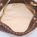 Bottega Veneta INTRECCIATO Shoulder Bag Leather Brown Gold Tone Auth mr2943A-10