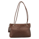 Bottega Veneta INTRECCIATO Shoulder Bag Leather Brown Gold Tone Auth mr2943A-13