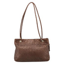 Bottega Veneta INTRECCIATO Shoulder Bag Leather Brown Gold Tone Auth mr2943A-2