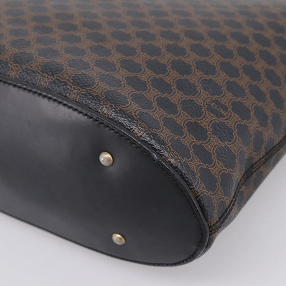 CELINE Macadam Canvas Hand Bag PVC Black Gold Tone Auth mr2944