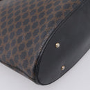 CELINE Macadam Canvas Hand Bag PVC Black Gold Tone Auth mr2944-11