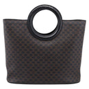 CELINE Macadam Canvas Hand Bag PVC Black Gold Tone Auth mr2944-2