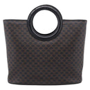 CELINE Macadam Canvas Hand Bag PVC Black Gold Tone Auth mr2944-3