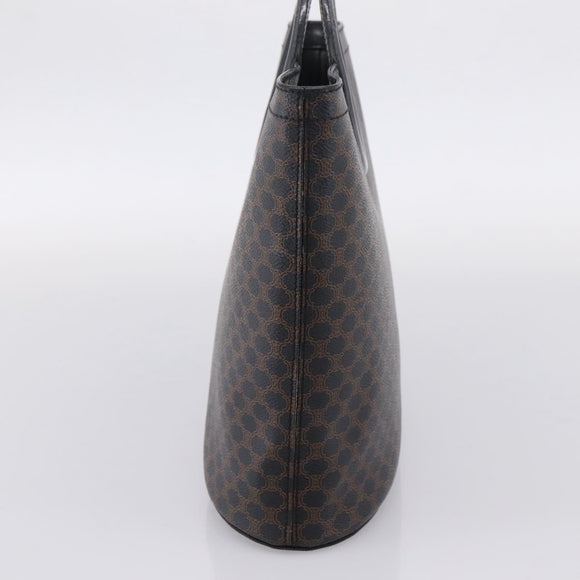 CELINE Macadam Canvas Hand Bag PVC Black Gold Tone Auth mr2944