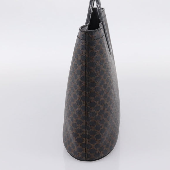 CELINE Macadam Canvas Hand Bag PVC Black Gold Tone Auth mr2944