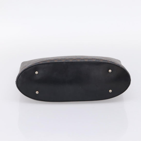CELINE Macadam Canvas Hand Bag PVC Black Gold Tone Auth mr2944