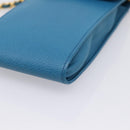 CHANEL Chain Shoulder Bag Caviar Skin Blue Gold Tone CC Auth mr2946V-9