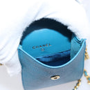 CHANEL Chain Shoulder Bag Caviar Skin Blue Gold Tone CC Auth mr2946V-18