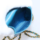 CHANEL Chain Shoulder Bag Caviar Skin Blue Gold Tone CC Auth mr2946V-11