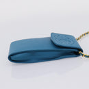 CHANEL Chain Shoulder Bag Caviar Skin Blue Gold Tone CC Auth mr2946V-4