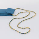 CHANEL Chain Shoulder Bag Caviar Skin Blue Gold Tone CC Auth mr2946V-7