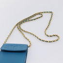 CHANEL Chain Shoulder Bag Caviar Skin Blue Gold Tone CC Auth mr2946V-8