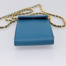 CHANEL Chain Shoulder Bag Caviar Skin Blue Gold Tone CC Auth mr2946V-5