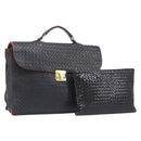 Bottega Veneta INTRECCIATO Business Clutch Bag Leather 2 Set Black Auth mr2949-1