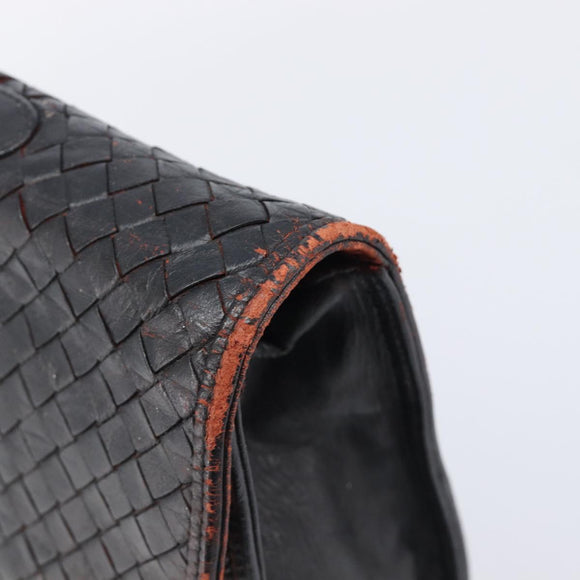 Bottega Veneta INTRECCIATO Business Clutch Bag Leather 2 Set Black Auth mr2949