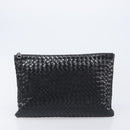 Bottega Veneta INTRECCIATO Business Clutch Bag Leather 2 Set Black Auth mr2949-12