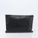 Bottega Veneta INTRECCIATO Business Clutch Bag Leather 2 Set Black Auth mr2949-13