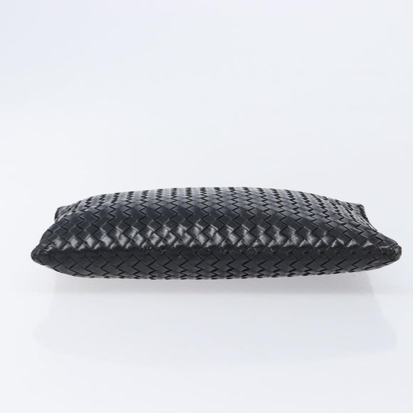 Bottega Veneta INTRECCIATO Business Clutch Bag Leather 2 Set Black Auth mr2949