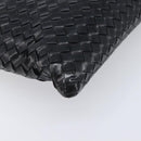 Bottega Veneta INTRECCIATO Business Clutch Bag Leather 2 Set Black Auth mr2949-17
