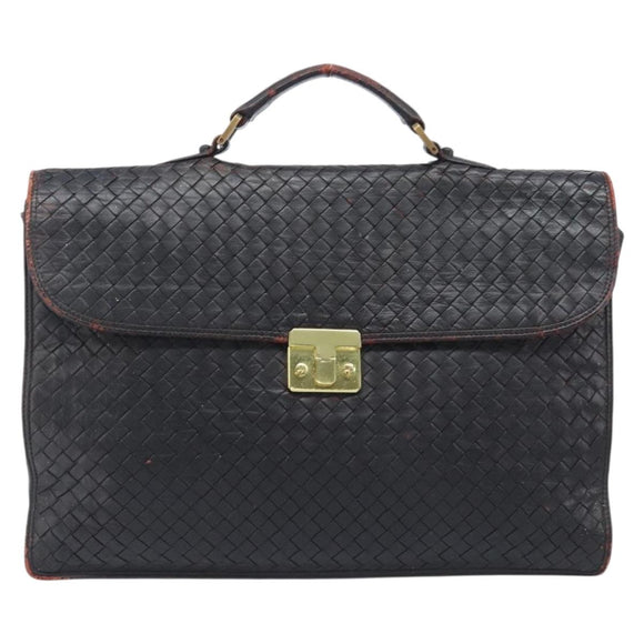 Bottega Veneta INTRECCIATO Business Clutch Bag Leather 2 Set Black Auth mr2949