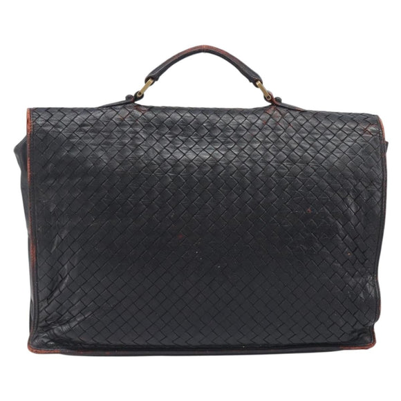 Bottega Veneta INTRECCIATO Business Clutch Bag Leather 2 Set Black Auth mr2949