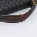 Bottega Veneta INTRECCIATO Business Clutch Bag Leather 2 Set Black Auth mr2949-6