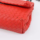 Bottega Veneta INTRECCIATO Chain Shoulder Bag Leather Red Auth mr2950A-9