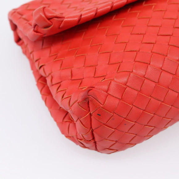 Bottega Veneta INTRECCIATO Chain Shoulder Bag Leather Red Auth mr2950A
