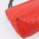 Bottega Veneta INTRECCIATO Chain Shoulder Bag Leather Red Auth mr2950A-16