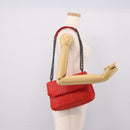 Bottega Veneta INTRECCIATO Chain Shoulder Bag Leather Red Auth mr2950A-22