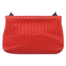Bottega Veneta INTRECCIATO Chain Shoulder Bag Leather Red Auth mr2950A-2