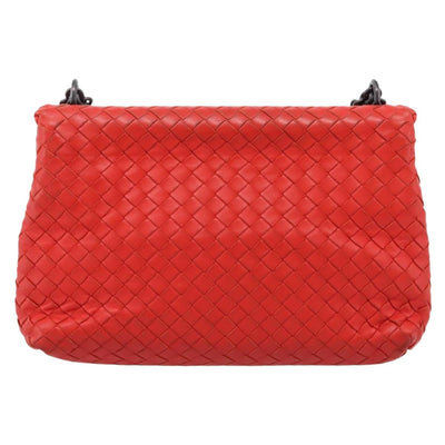 Bottega Veneta INTRECCIATO Chain Shoulder Bag Leather Red Auth mr2950A - 0