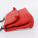 Bottega Veneta INTRECCIATO Chain Shoulder Bag Leather Red Auth mr2950A-3