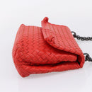 Bottega Veneta INTRECCIATO Chain Shoulder Bag Leather Red Auth mr2950A-4