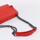 Bottega Veneta INTRECCIATO Chain Shoulder Bag Leather Red Auth mr2950A-7
