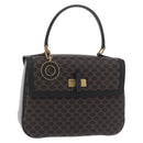 CELINE Macadam Canvas Hand Bag PVC Black Gold Tone Auth mr2952A-1
