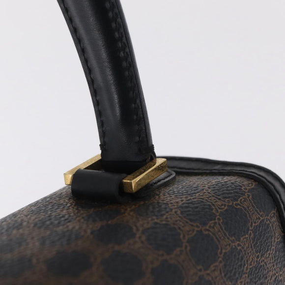 CELINE Macadam Canvas Hand Bag PVC Black Gold Tone Auth mr2952A