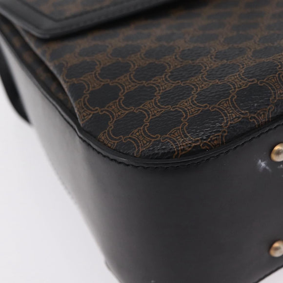 CELINE Macadam Canvas Hand Bag PVC Black Gold Tone Auth mr2952A