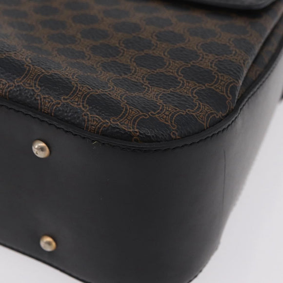 CELINE Macadam Canvas Hand Bag PVC Black Gold Tone Auth mr2952A