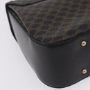 CELINE Macadam Canvas Hand Bag PVC Black Gold Tone Auth mr2952A-18