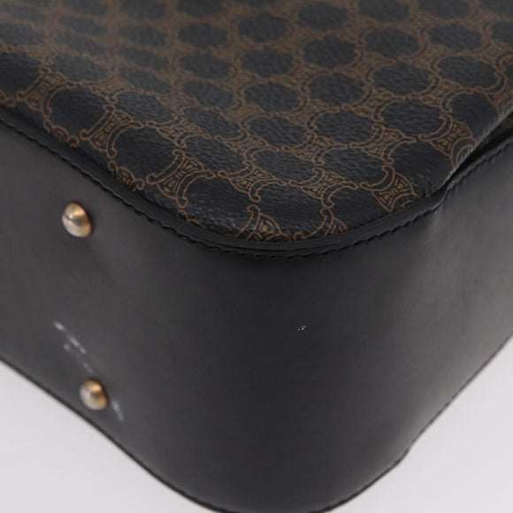 CELINE Macadam Canvas Hand Bag PVC Black Gold Tone Auth mr2952A