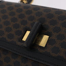 CELINE Macadam Canvas Hand Bag PVC Black Gold Tone Auth mr2952A-21