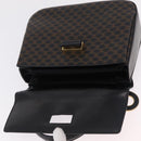 CELINE Macadam Canvas Hand Bag PVC Black Gold Tone Auth mr2952A-10