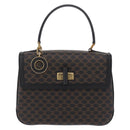 CELINE Macadam Canvas Hand Bag PVC Black Gold Tone Auth mr2952A-13