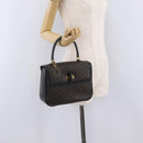 CELINE Macadam Canvas Hand Bag PVC Black Gold Tone Auth mr2952A-30